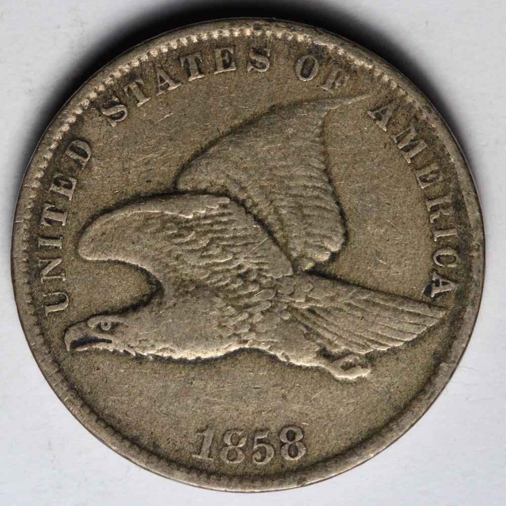 1858 SL Flying Eagle Cent Penny VF E139 KWJS