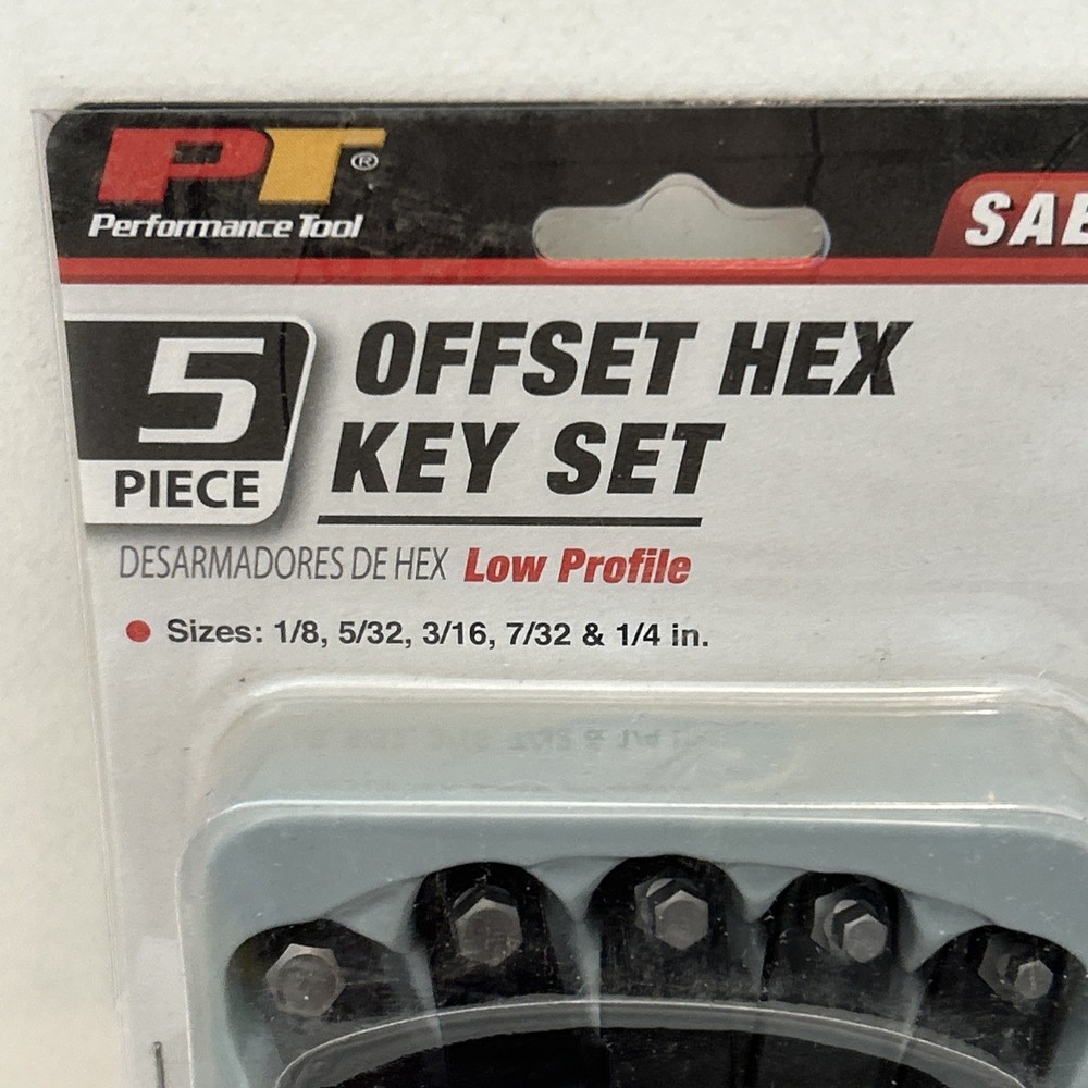Performance Tool 5-Pc Offset Hex Key Set SAE, W86108, Low Profile