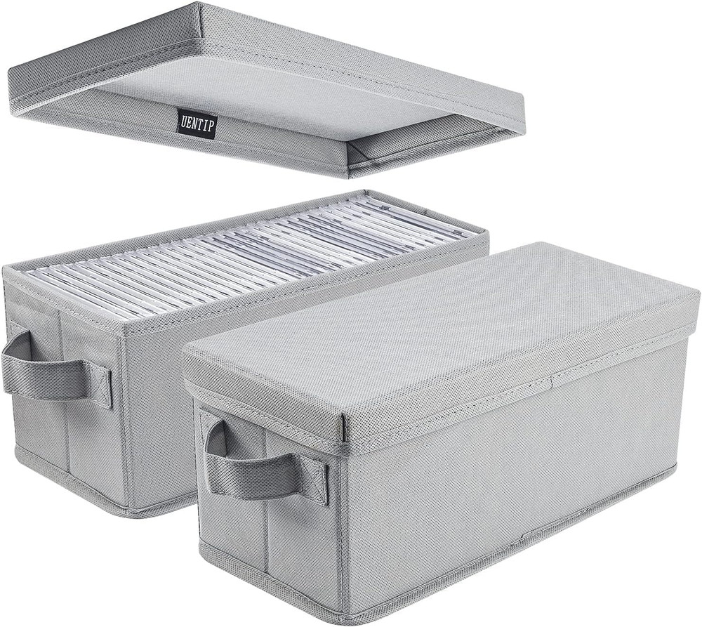 CD Storage Box - Pack of 2 CD Case Storage- DVD Storage Box Container Holds 30 C