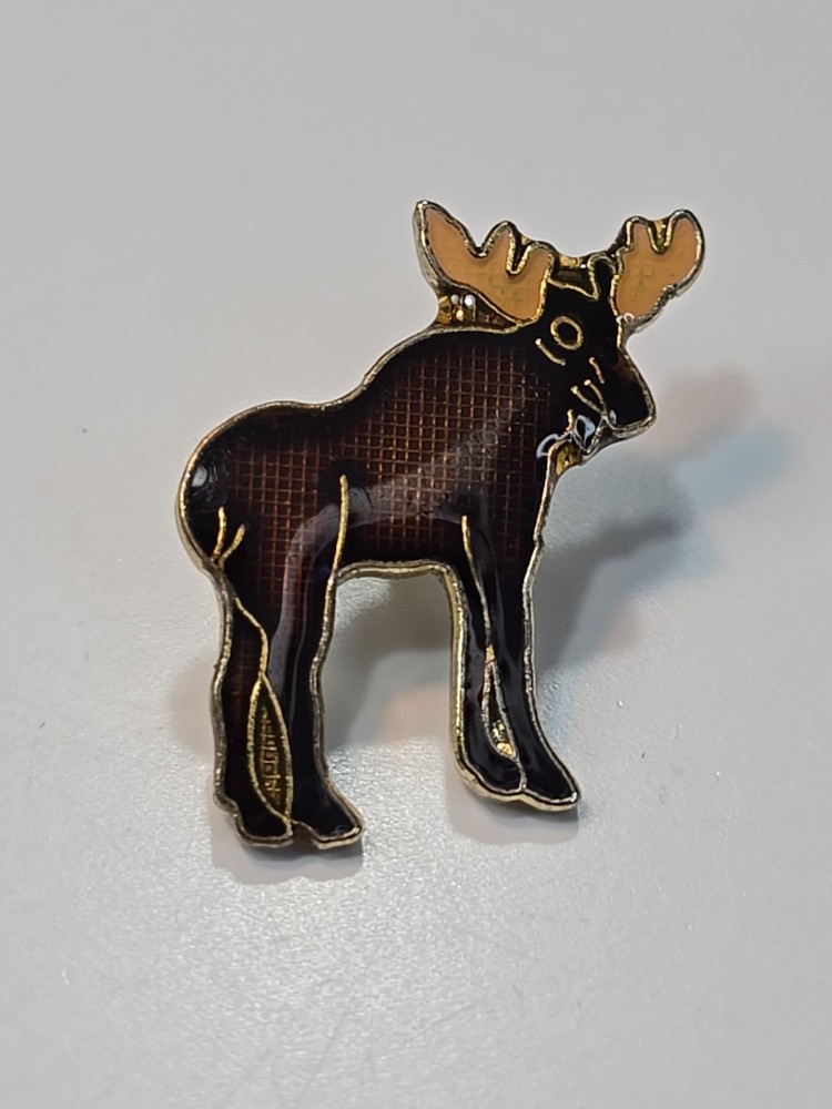 Moose Lapel Pin Brown Color