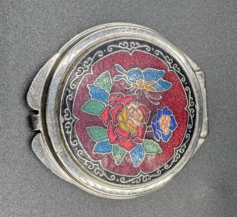Vintage Double Sided Pocket Mirror with Floral Pattern