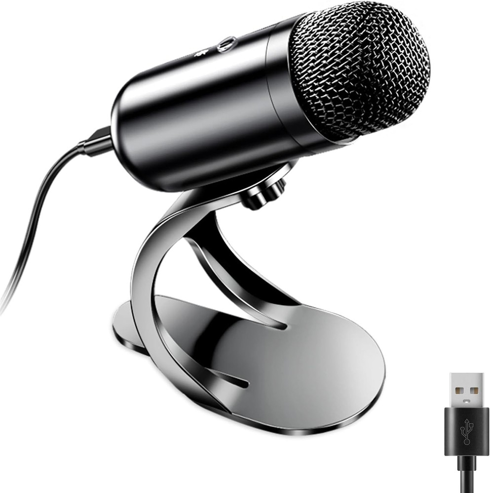 USB Computer Microphone for Recording and Streaming with Mute Button