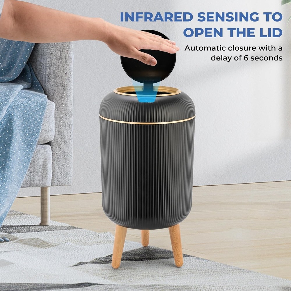 Smart Sensor Wastebasket Hand Free Touchless 2.6 Gallon Black
