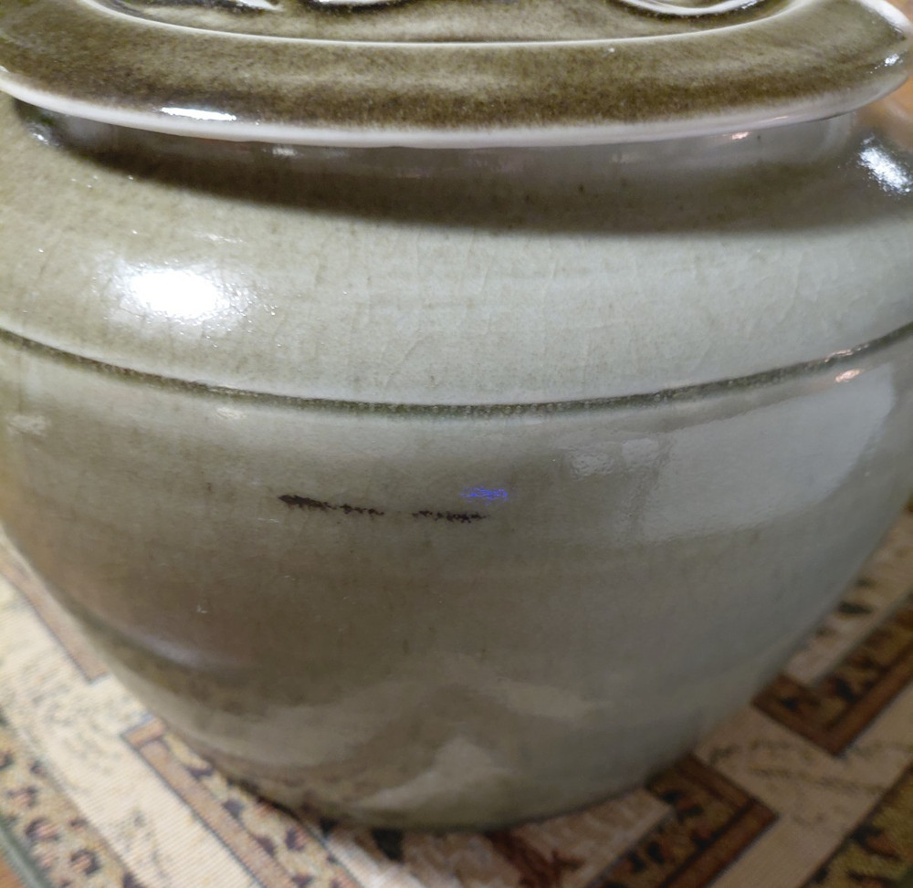 Vintage Studio Pottery Large Lidded Jar Signed E Kreusling 1977