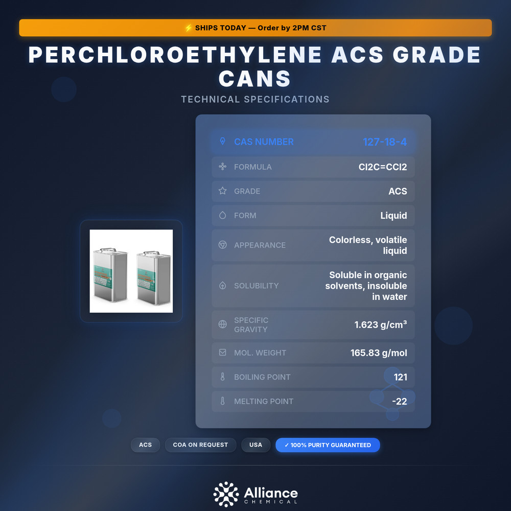 Perchloroethylene ACS Grade - 2 Quart Cans