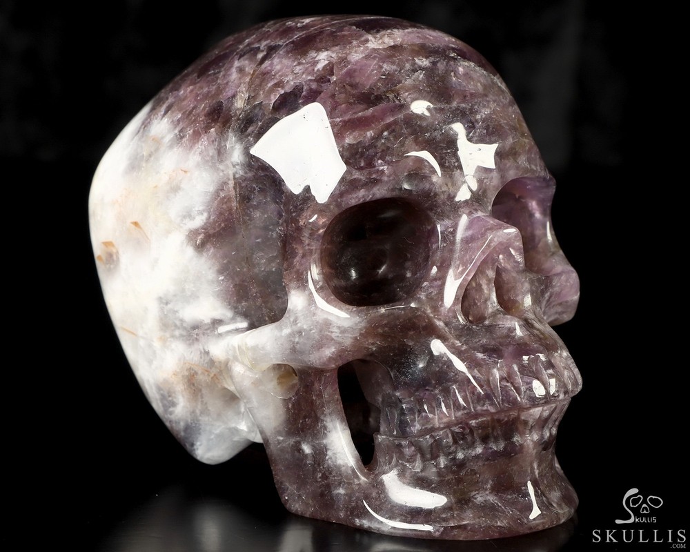 Gemstone 5.2" Amethyst Hand Carved Crystal Skull, Super Realistic, Healing