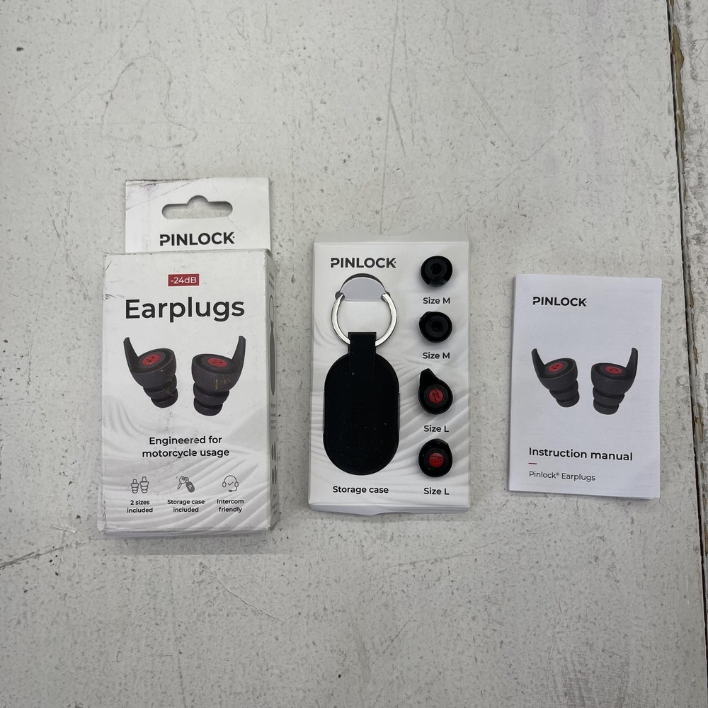 Pinlock Earplugs Medium Large Black 24dB Motorcycle Ear Plug Pack Keychain Case