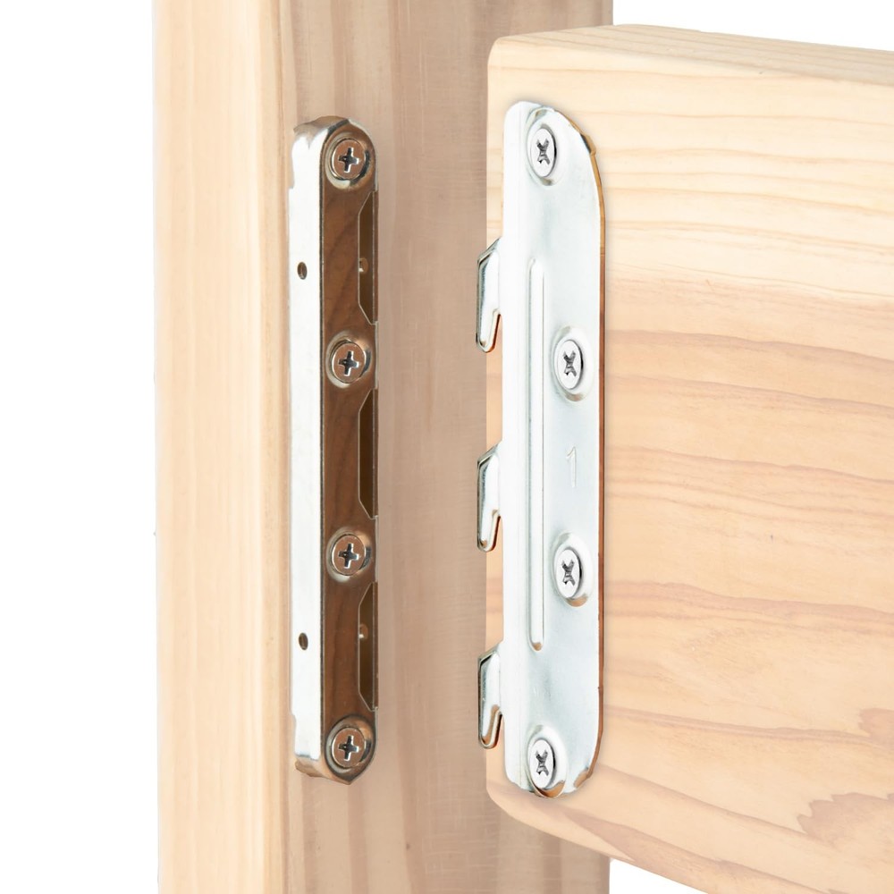 POWERTEC Surface Mounted Bed Rail Brackets 4PK, Frame Set of 4, Silver