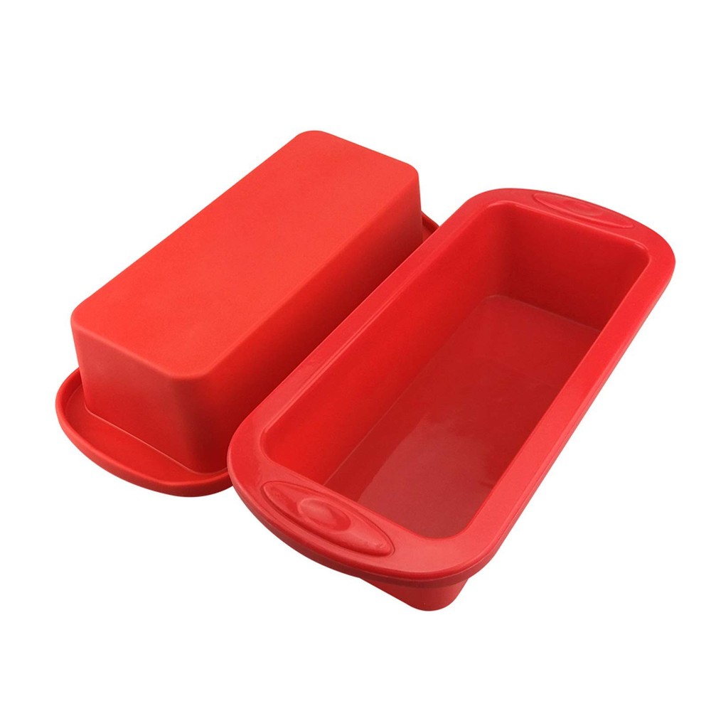 Baking Bread Pan, 2 Silicone Loaf Molds, Nonstick, 8.9 Inch, Red