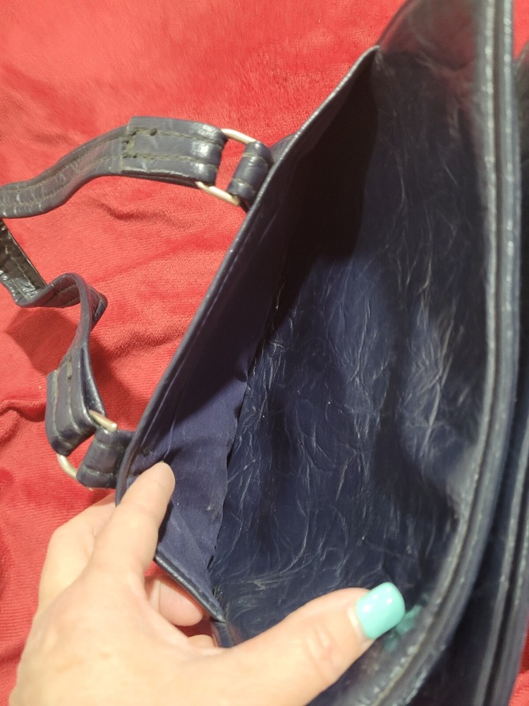 1960s Blue Faux Leather Pocketbook