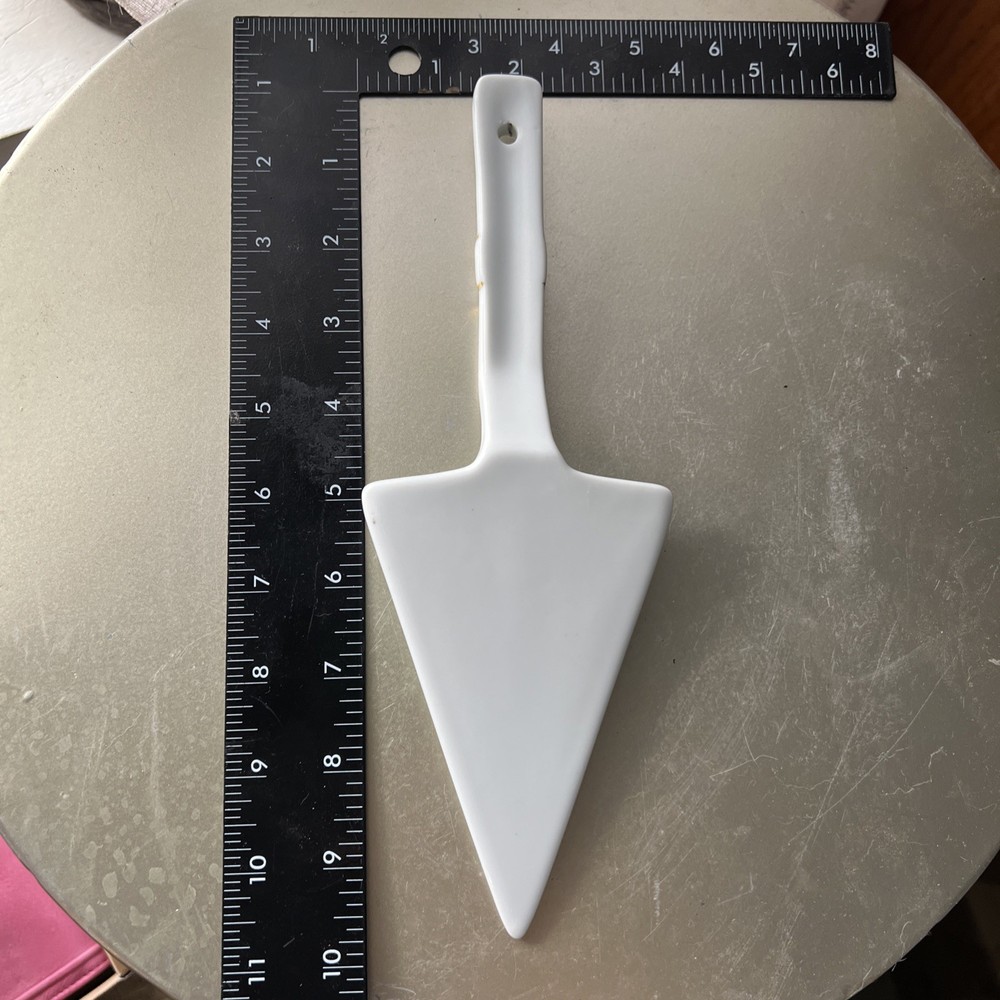 Vintage Cake Knife Server White Ceramic Gilted Trim Accent