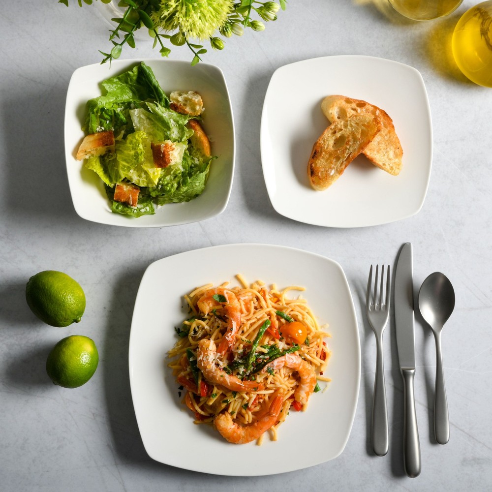 Everyday Square White Stoneware Dinnerware Set 12-Piece
