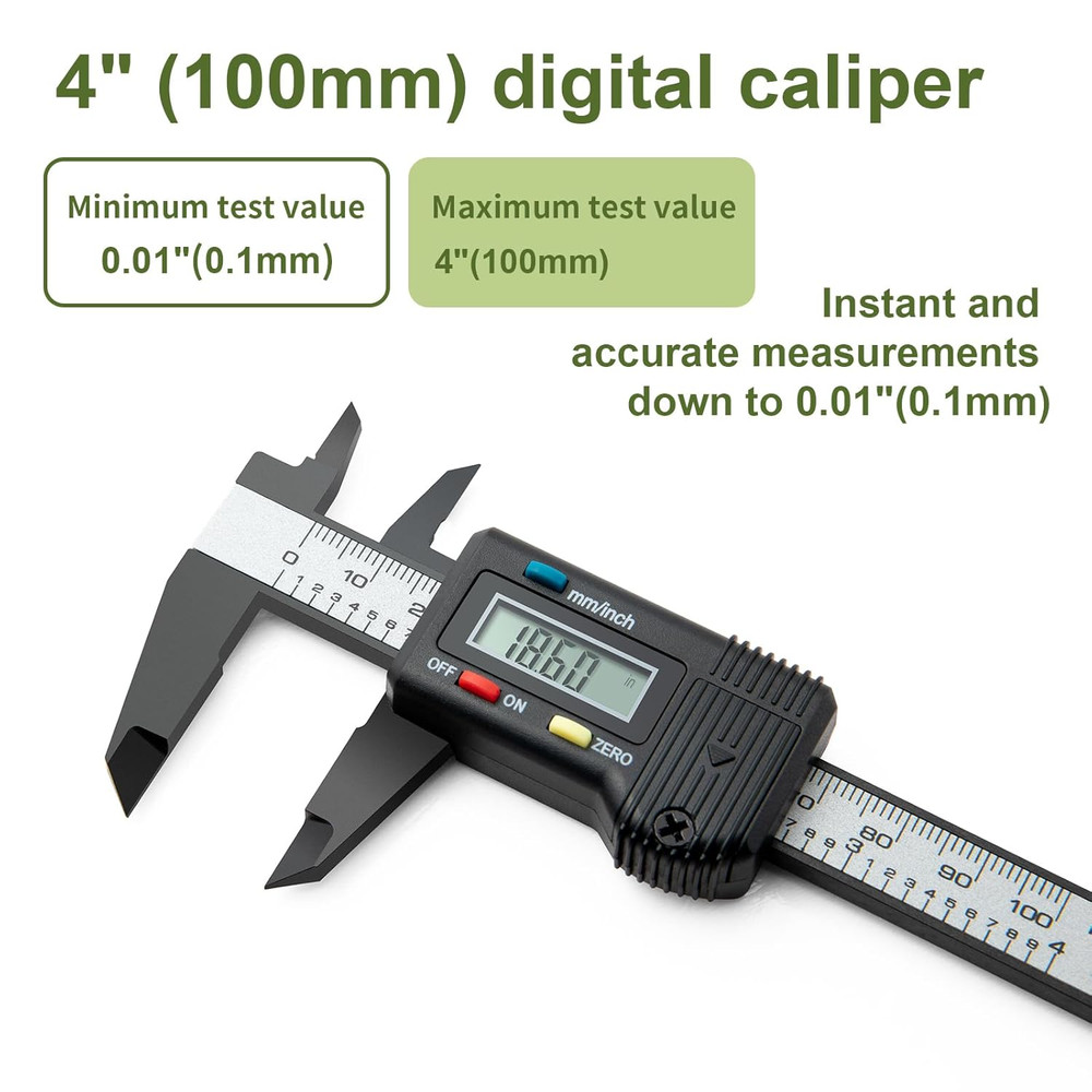Small Digital Caliper 0-4" Mini Measuring Tool, Micrometer Caliper with Auto-Off