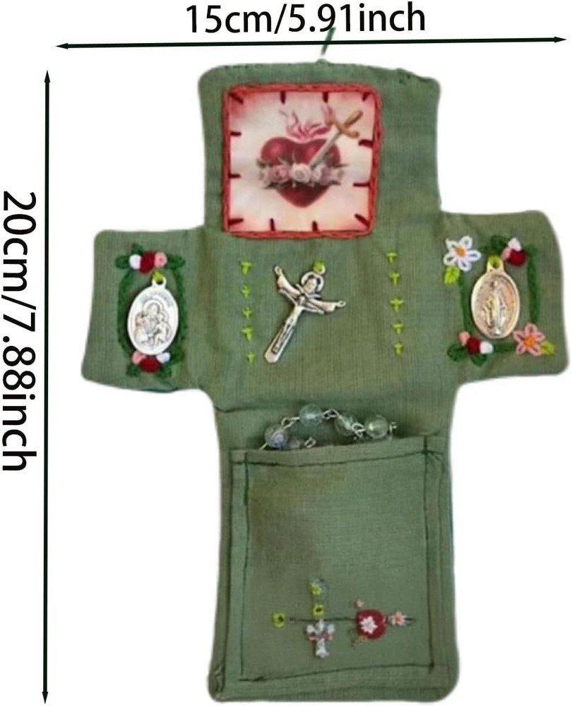 2Pcs Handmade Catholic Pocket Shrine with Silver Cross Inside - Portable Devotio