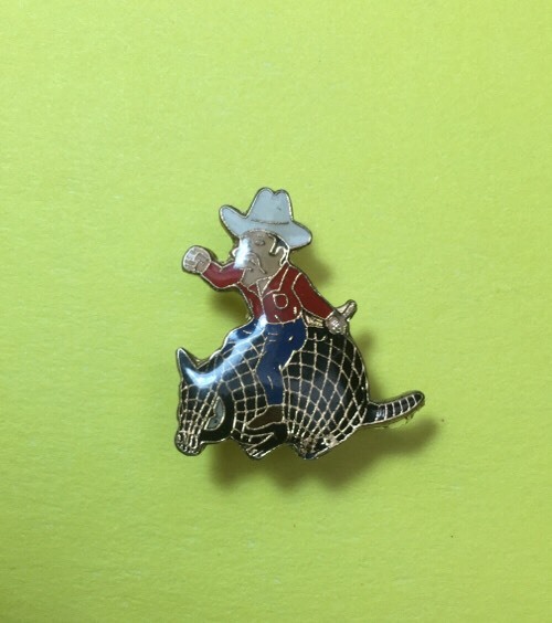 Cowboy Riding An Armadillo, Enamel Pin