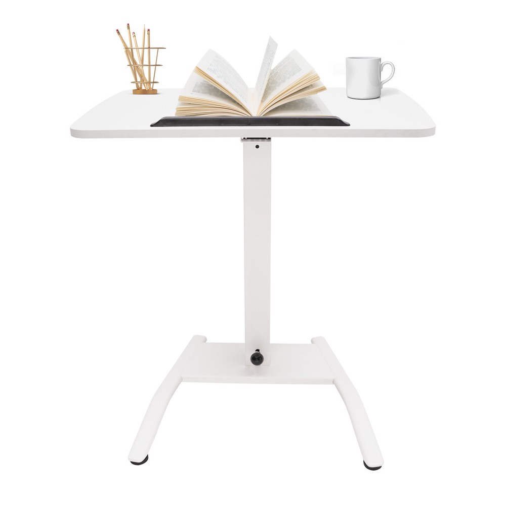 Adjustable 10??-30?? Rolling Podium Desk Standing Lifting Computer Desk White