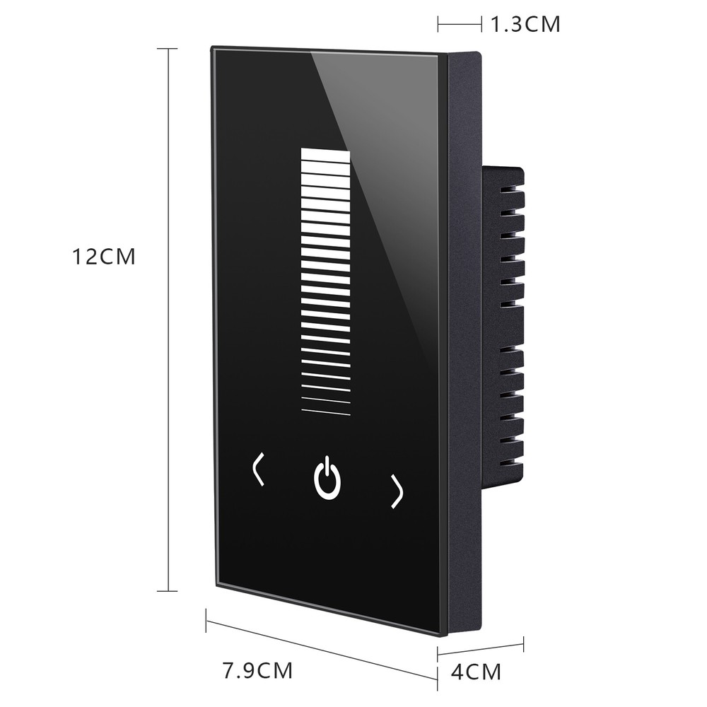 Wall Switch 12-24V Touch Panel Dimmer Controller Fr Single Color LED Strip Black