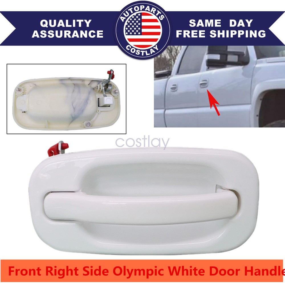 Front Passenger Side Olympic White Door Handle For Silverado Sierra 1999-2007