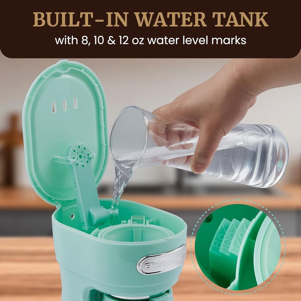 Sleek Mint Single-Serve Coffee Maker with Reusable Filter & Auto Shut-Off