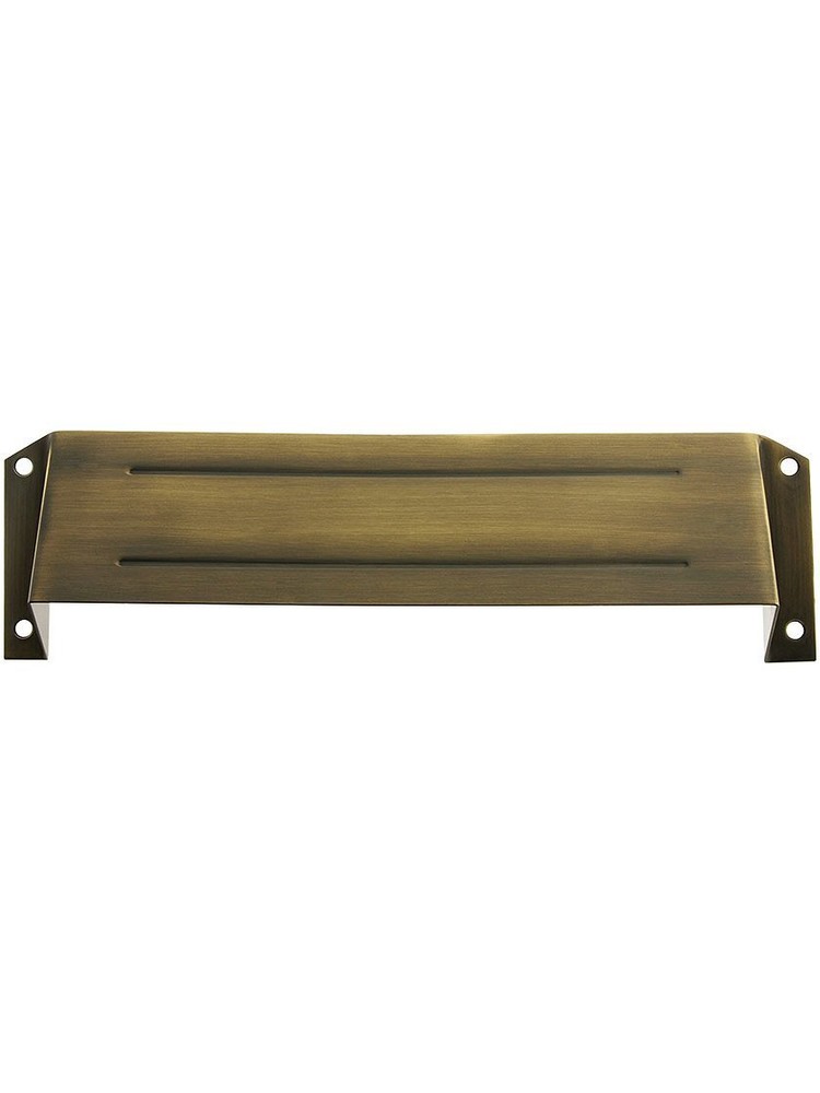 Solid Brass Mail Slot Hood for Open Back Plates Antique Brass