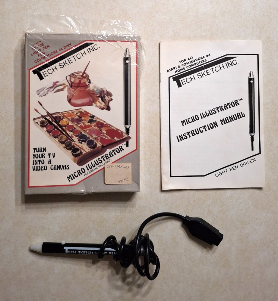 Tech Sketch Light Pen for Commodore 64 Atari C64 Micro Illustrator MDW NO DISK