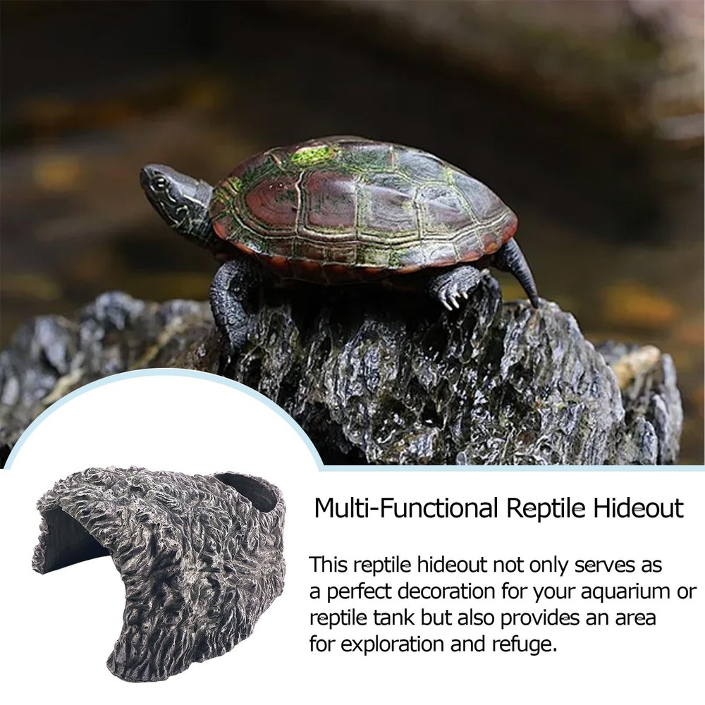 Extra Large Reptile Hide Cave, Resin Rock Habitat Decor, Basking Platform for...