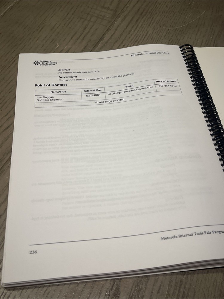 MOTOROLA Software Engineering Symposium Fair Program Arizona 1998 And 1996