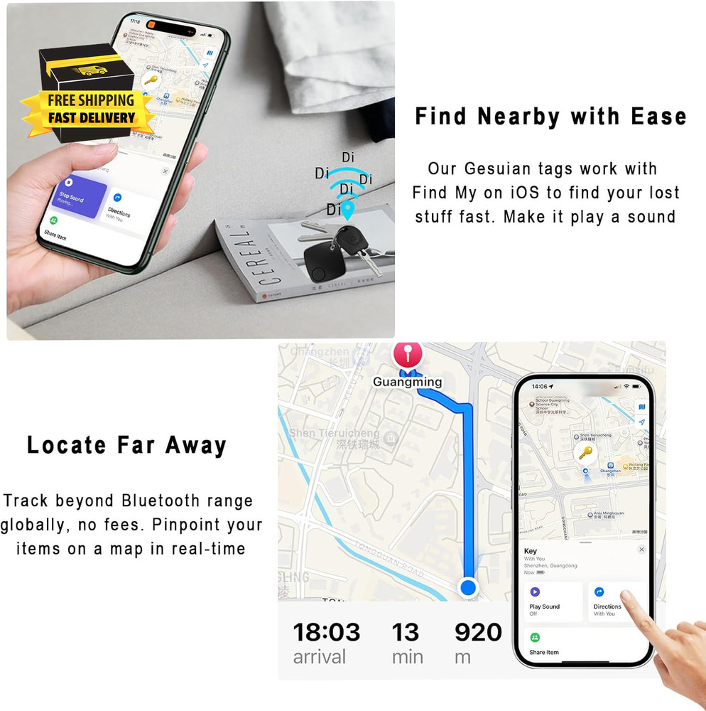 Smart Bluetooth Tracker 2-Pack – Key Finder & Luggage Locator, Compatible with I