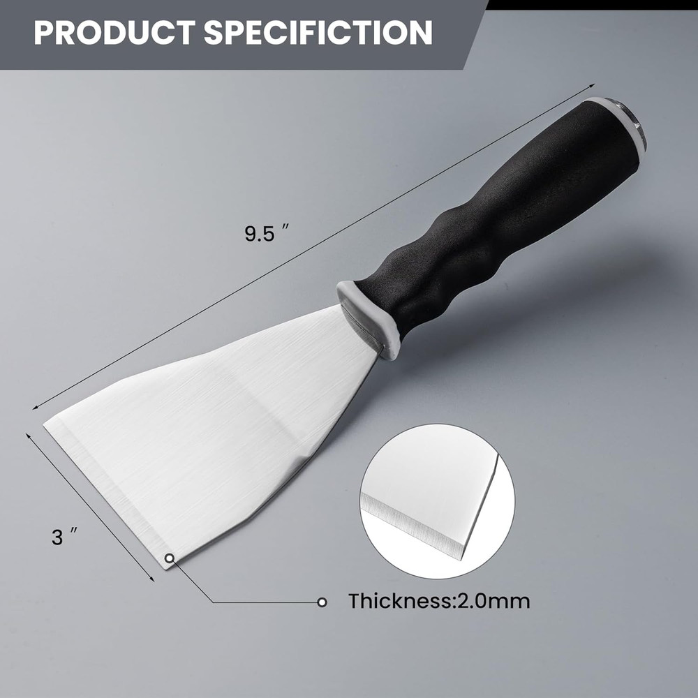 Bent Heavy Duty Scraper, 3" Bent Scraper with Pole Socket Hammer End, Stainless