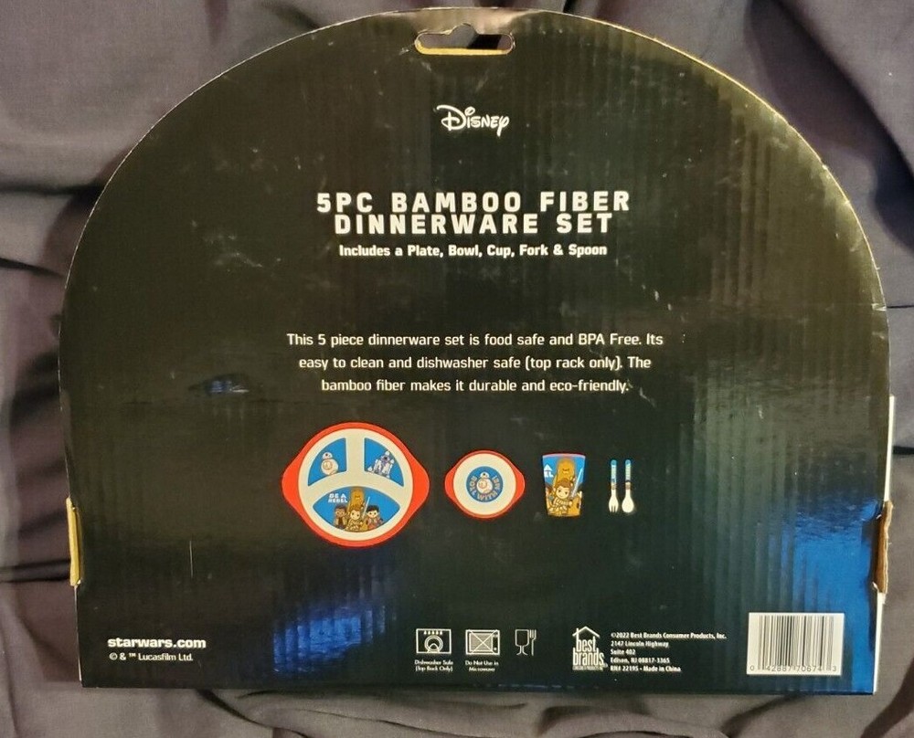 5 Pcs Bamboo Dinnerware Sets - Star Wars, Marvel, Peanuts, Mickey & Minnie Mouse