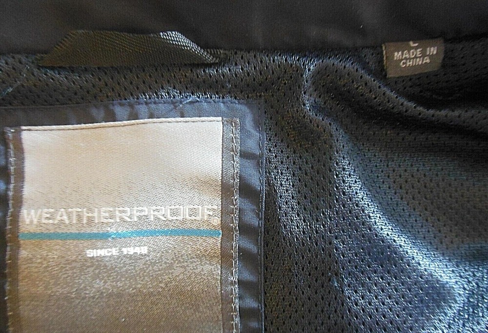 Weatherproof Windbreaker L Navy Blue Full Zip & Snap Mesh Lined Drawstring EUC