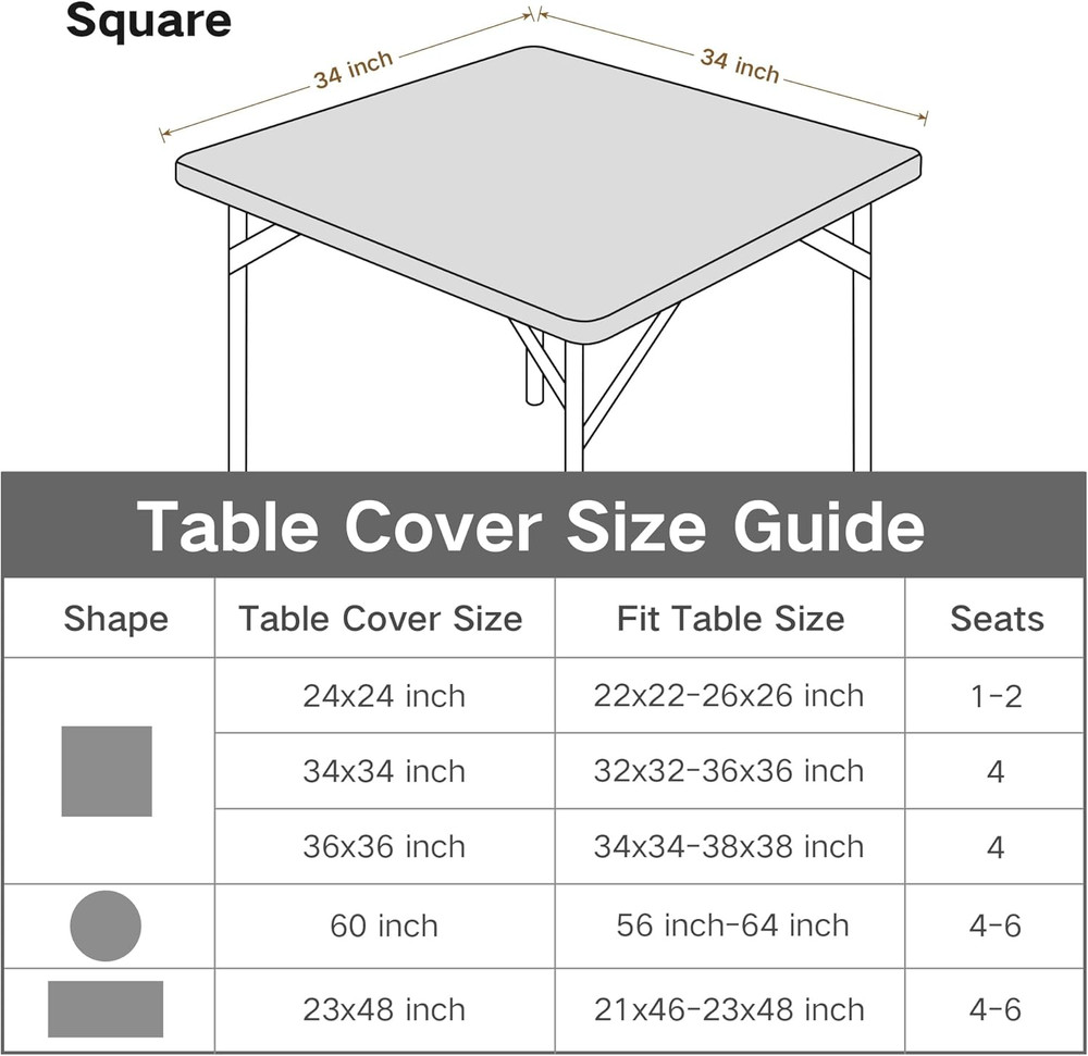 Square Fitted Table Cover Elastic Tablecloth Stretch Spandex Table Top Cover Tab