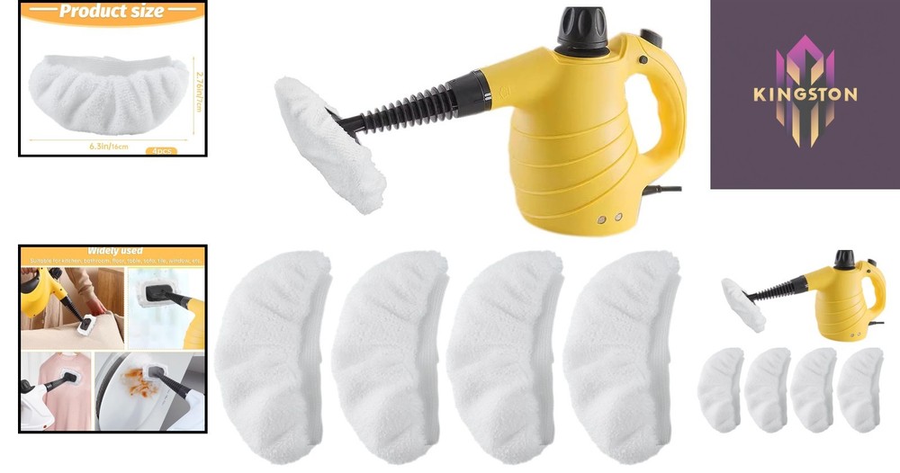 Compact Steam Cleaner Attachments - 4 PCS Microfiber Pad Set for Easy Cleaning