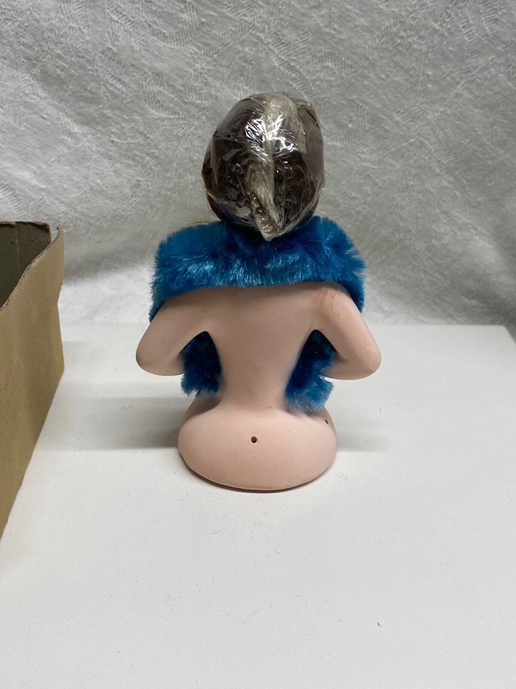 Vintage Germany Chalk ware Pin Cushion Half Doll NOS