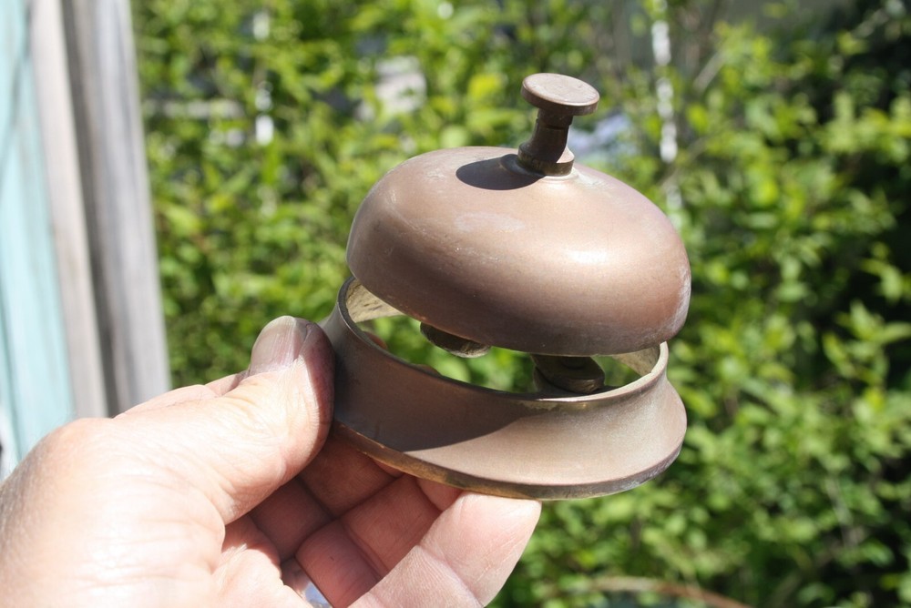 Antique Solid Brass Shop General Store Table Top Bell
