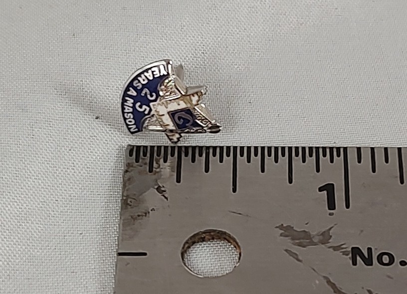 Sterling Silver 25 year Masonic Lodge Tie Tac