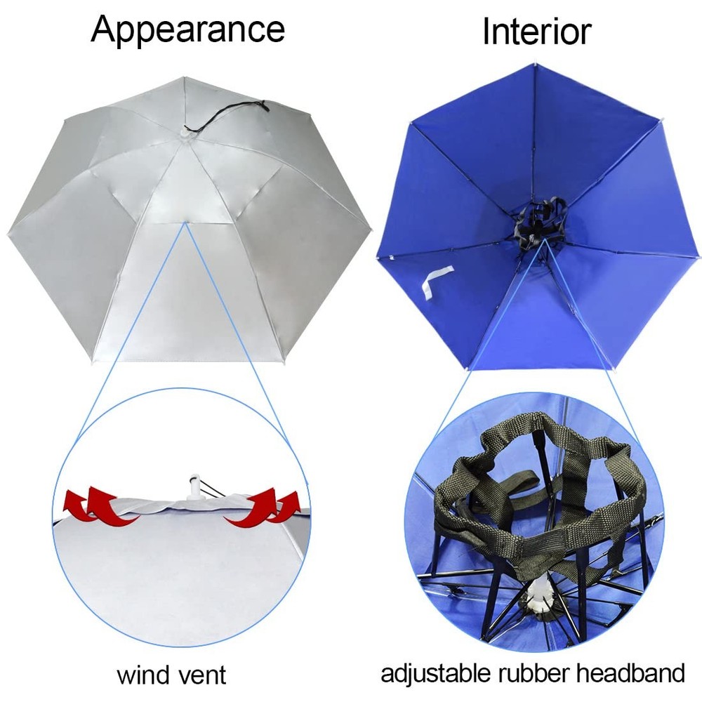 Fishing Umbrella Hat Folding Sun Rain Cap Adjustable Multifunction Outdoor He...