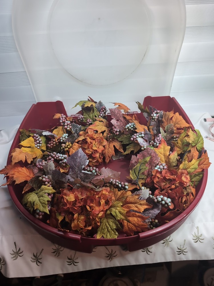 Fall Door Wreath Leaves And Florals Approx 22" Read Description
