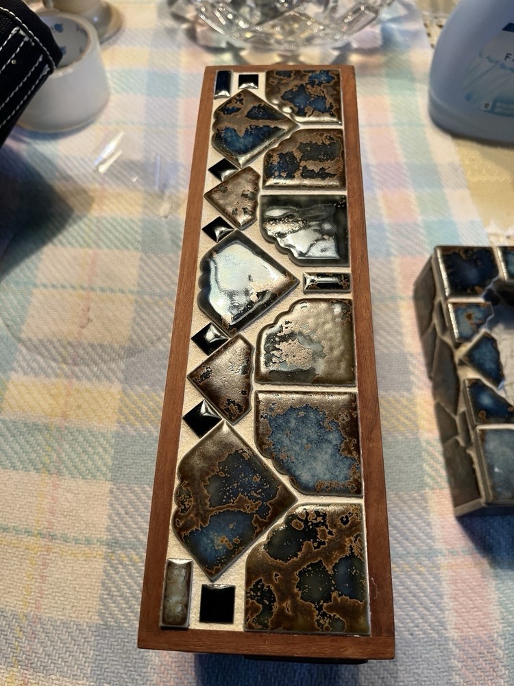 Tissue Box And Trinket Dish By Normar Ceramics Handcrafted