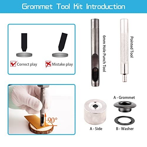 Grommet Tool Kit - 110 Eyelets Set with Installation Tools & Storage Box, Stainl
