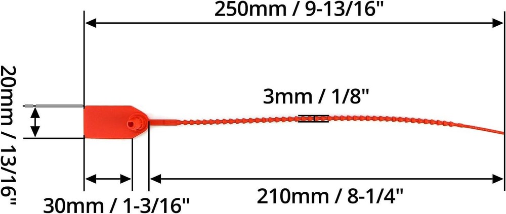 Plastic Tamper Seals Security Zip Ties 100Pcs Self-Locking Red Safety Tags