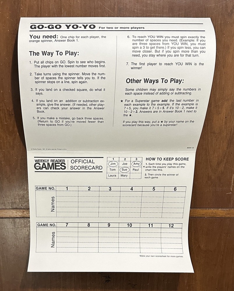 1981 Weekly Reader Learning Games Box Set