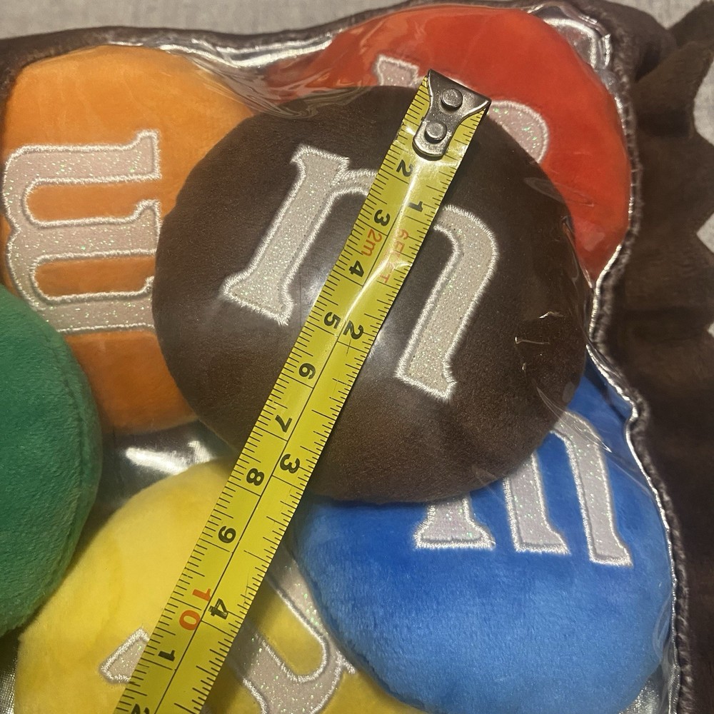 M&Ms Plush Stuffed Pillow Candy BAG Wrapper Six Small Color Set Inside