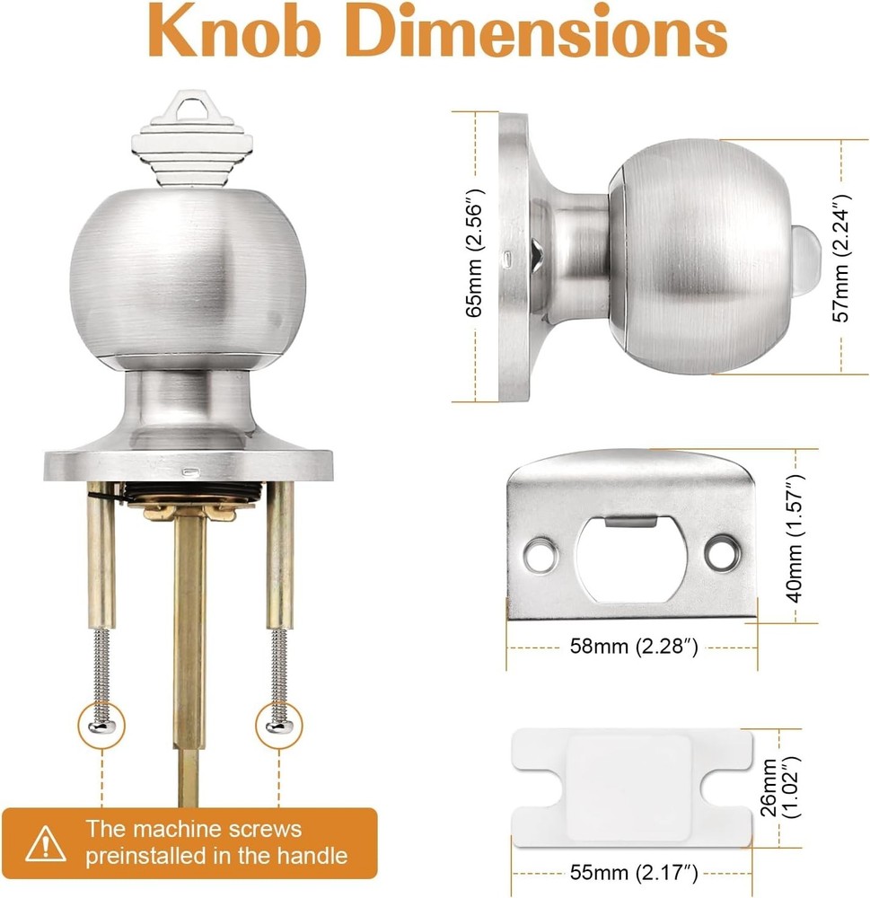 Durable Stainless Steel 4 Pack Entry Door Knobs - Universal Key Lock System