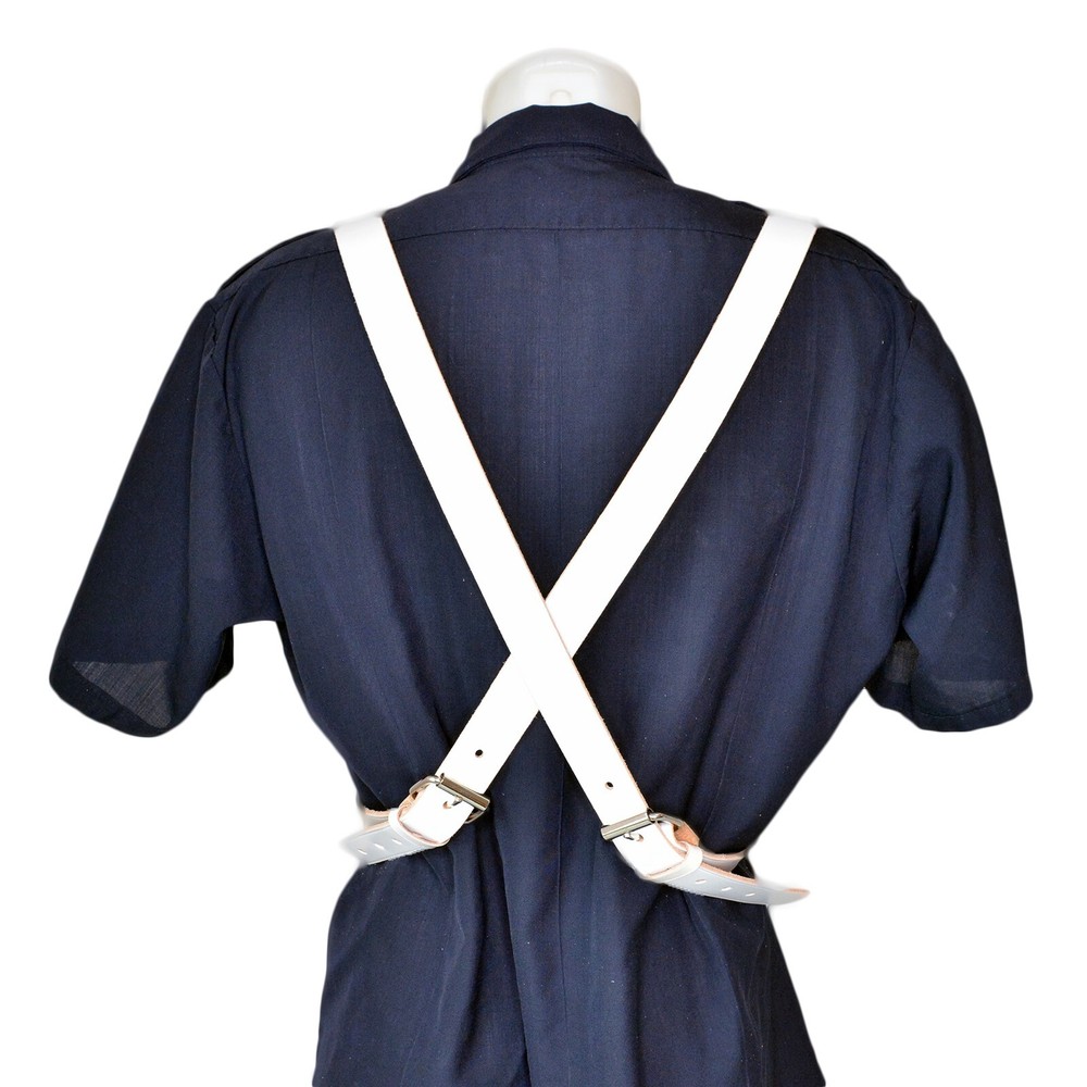 Jay-Pee White Leather Double Strap Adjustable Parade Flag Carrier w/Cup Honor