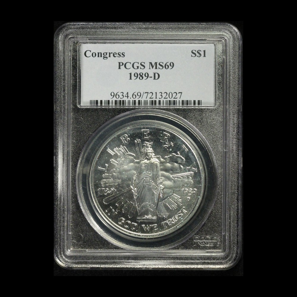 1989-D Congress Bicentennial Commemorative Silver Dollar PCGS MS69