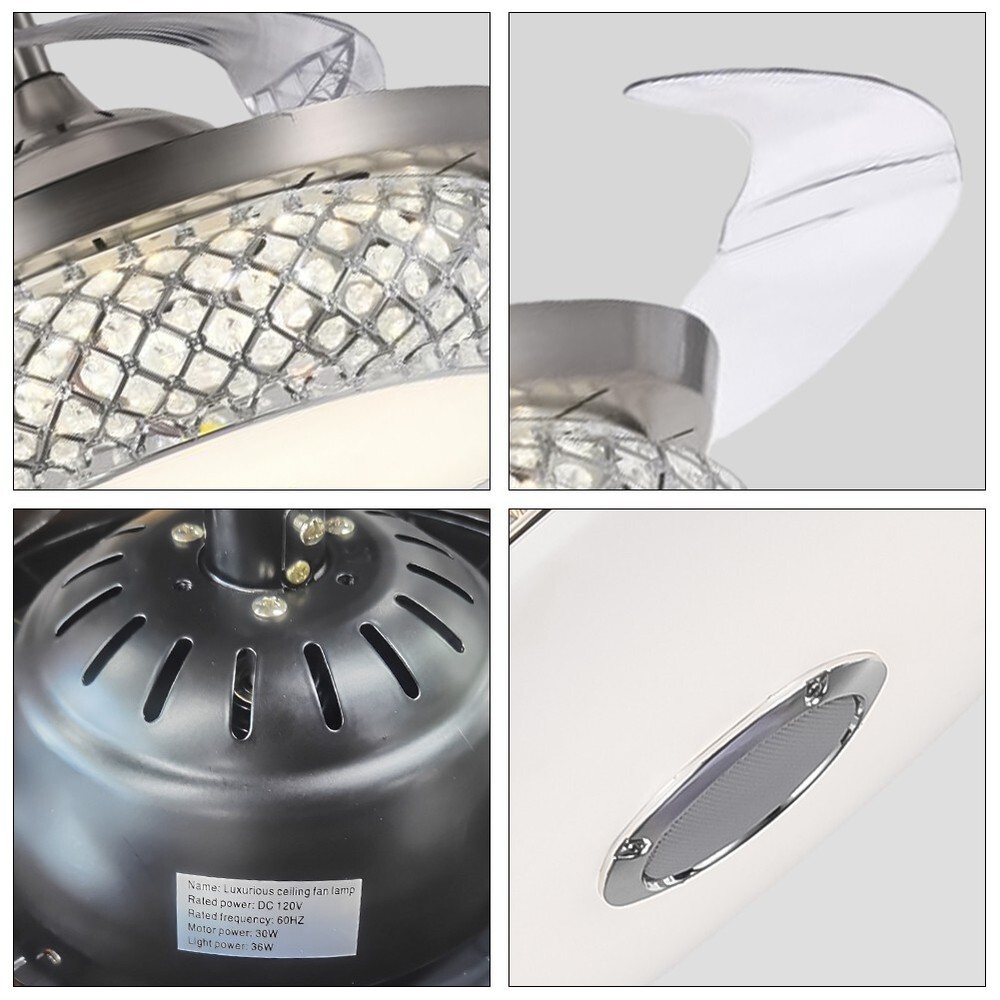 42" Silver Colorful Bluetooth Invisible Fan Light with Remote Control