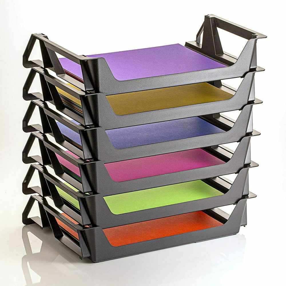 6 Pack Letter Tray Desk Office File Document Paper Holder Stackable Organizer