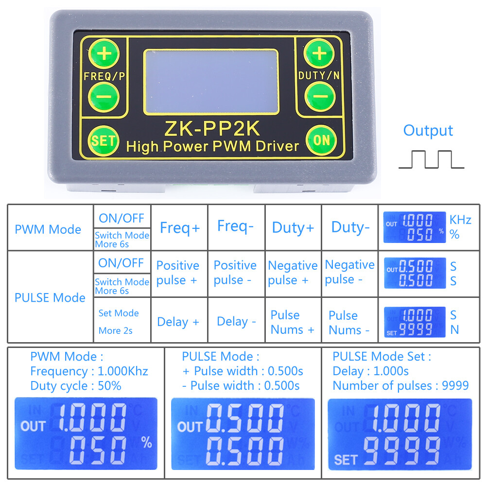 ZK-PP2K High Power PWM & Pulse Generator Frequency Duty Cycle Adjustable Driver