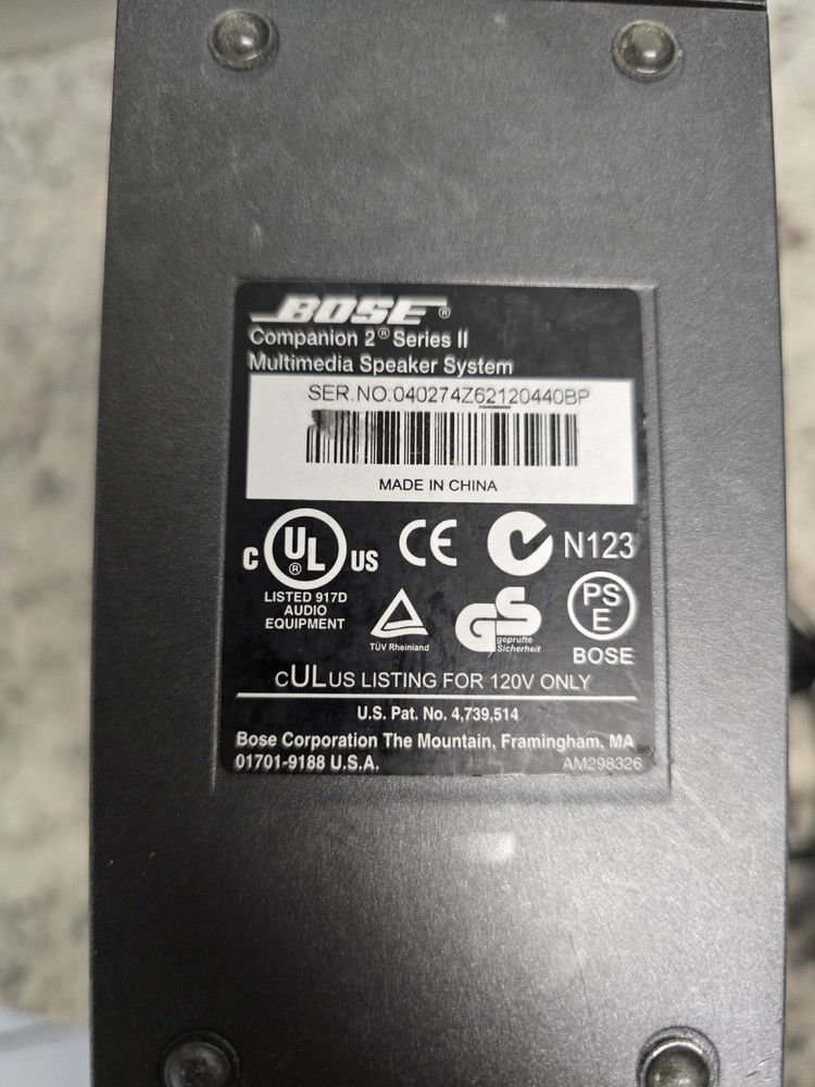 Bose Companion 2 Series II Multimedia Speaker System POWERS ON Untested!!